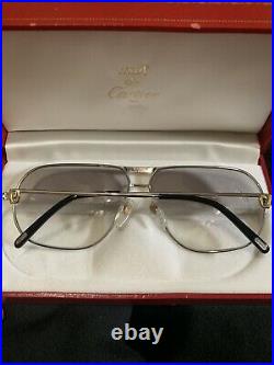 Original c1988 Vintage CARTIER TANK L. C Eyeglasses PLATINE 62-14 L Used Luxury