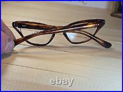 Paris Vintage Tortoise Shell Cat Eye Eyeglasses With -3.00 Power Glass Lenses