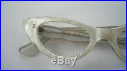 Pearl White Silver Stars 50s Cateye Vintage French Eyeglasses Sunglasses Frame