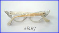 Pearl White Silver Stars 50s Cateye Vintage French Eyeglasses Sunglasses Frame