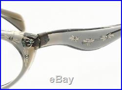 Pointy 1950s cateye eyeglasses, by SELECTA Mod SUZETTE Decor crystal smoke EG1-1