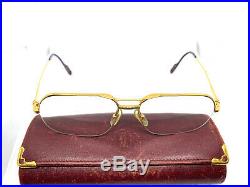 RARE! CARTIER ORSAY Vintage Eyeglasses / Sunglasses GOLD Tank with Case 20511