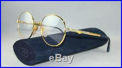 RARE VINTAGE ETTORE BUGATTI EB 508 0106 Silver Gold Round Eyeglasses Frames S 52