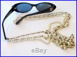 RARE Vintage Chanel 80s Sunglasses Pearl Necklace in Box -Christmas