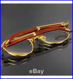 Rare Auth Vintage Cartier Bagatelle Wood Eyeglasses Wood Frames 55/18 135b