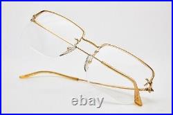 Retro Eyewear Glasses C. U Half-Frame Gold Plated Square Eyeglasses Frame
