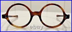 Round Brown Eyeglass frame France 44x20 5.25 George Burns look