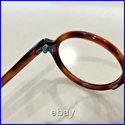 Round Brown Eyeglass frame France 44x20 5.25 George Burns look