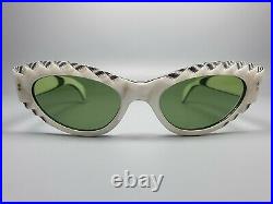 SELECTA France Brille Vintage Sunglasses Charming Cat-Eye Ivory Effect Intarsia