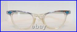 Shuron Lunette Vintage eyeglass frames Silver with Blue accents Made in France