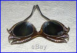 Spectacular 1950s Aurora Borealis Rhinestone-encrusted Dior Cat-Eye glasses