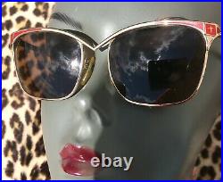 THIERRY MUGLER 1980s WOMEN GOLD & RED SUNGLASSES SIGNATURE LOGO ICONIC VINTAGE