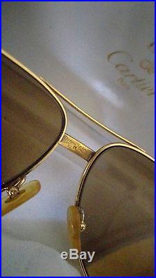 Vintage Cartier Santos 62/14 Large Sunglasses France 18k Gold Heavy Plated