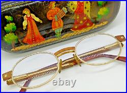 VINTAGE ELCE BOIS EXOTIQUE No. 7 FRANCE EYEGLASSES Wood GOLD PLATED UNISEX 1980