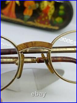 VINTAGE ELCE BOIS EXOTIQUE No. 7 FRANCE EYEGLASSES Wood GOLD PLATED UNISEX 1980