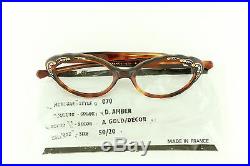 VTG 60's NOS GHG Tortoiseshell Eyeglass Frames with Rhinestones Gold Oval France