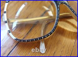 VTG 70s NINA RICCI GLASSES Handmade France Oversized Black Crystal Studded Frame