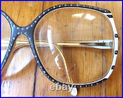 VTG 70s NINA RICCI GLASSES Handmade France Oversized Black Crystal Studded Frame