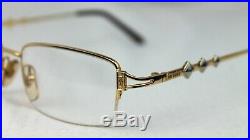 VTG Cartier Paris 2606209 Gold Half Rim Square Studded Eyeglasses Frames 135