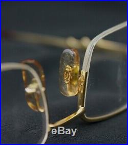 VTG Cartier Paris 2606209 Gold Half Rim Square Studded Eyeglasses Frames 135