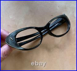 VTG Extreme Wing Carved SWANK CatEye Eyeglass Frame France 60s VIXEN Good Size