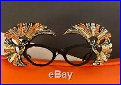 VTG Eyeglass Frames Cat Eye FRENCH NEW Rhinestones Pointy Mardi Gras Jeweled NOS