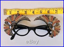 VTG Eyeglass Frames Cat Eye FRENCH NEW Rhinestones Pointy Mardi Gras Jeweled NOS