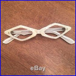 VTG FRANCE PEARLIZED Plastic DIAMOND Shaped POP ART Retro Cat Eye Frame Glasses