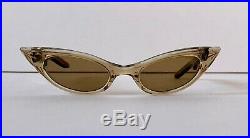 VTG FRENCH Sunglasses NEW Cat Eye POINTY Frames Eyeglasses 1950s Brown Gold NOS