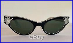 VTG FRENCH Sunglasses NEW Cat Eye Rhinestones Jeweled Pointy Frames Eyeglasses