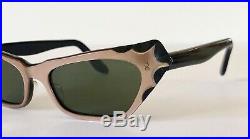 VTG FRENCH Sunglasses NEW Pink & Black Cat Eye Pointy Bat Frames Eyeglasses