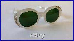 VTG FRENCH Sunglasses White JEWELED NEW Rhinestones Frames Eyeglasses 1950s NOS