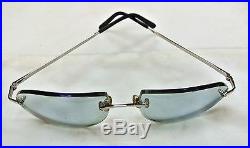 Very nice vintage Cartier Eyeglasses rimless titanium frames with blue lens' WOW