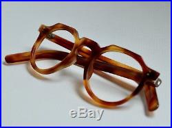 Vintage 1940s French Eyeglasses Thick Crown Panto Keyhole Bridge Made In France