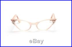 Vintage 1950a cateye eyeglasses Selecta Colette Simili velv pink 44-22mm EG27