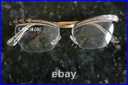 Vintage 1950s Amor Lunettes Eyeglasses Frames Paris France NOS Cat eye jeweled