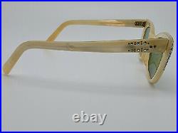 Vintage 1950s Cat Eye Rhinestone Pearl White Eyeglasses Frame France RARE