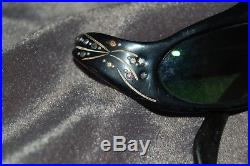 Vintage 1950s Styled in France Black Cat Eyes Glasses Black With Rhinestones