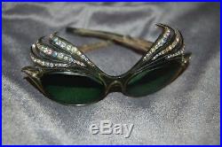 Vintage 1950s Unique! Cat Eyes Eyeglasses With Rhinestones Made in France