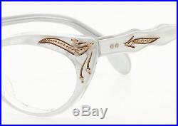Vintage 1950s cateye eglasses Selecta Margaret Decor pearl-white 44-20 #EG 1-4