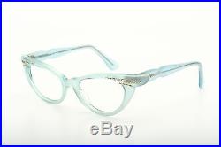 Vintage 1950s cateye eyeglasses Selecta Bijou Decor velvet blue 44-18mm #EG 1-1
