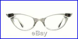 Vintage 1950s cateye eyeglasses Selecta Bijou Smoke on Crystal 46-24mm #EG 1-3