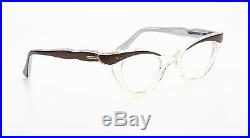 Vintage 1950s cateye eyeglasses Selecta Bijou mink white on crystal 44-20mm 1-2