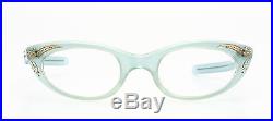 Vintage 1950s cateye eyeglasses Selecta Margaret Strass Decor velvet blue 44-22