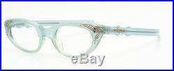 Vintage 1950s cateye eyeglasses Selecta Margaret Strass Decor velvet blue 44-22