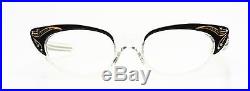 Vintage 1950s cateye eyeglasses by Selecta Margaret Decor black, clear + strass