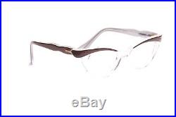 Vintage 1950s cateye eyeglasses mod Bijou mink white on crystal 46-20mm EG23