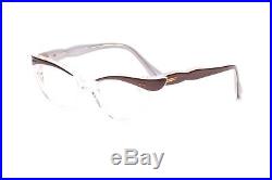 Vintage 1950s cateye eyeglasses mod Bijou mink white on crystal 46-20mm EG23
