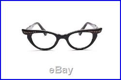Vintage 1950s pointy cat eye eyeglasses Selecta Bijou Decor black 44-22mm #EG22