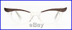Vintage 1950s pointy cateye eyeglasses Selecta Bijou mink white crystal 44-20mm